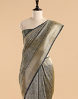 Grey Brocade Saree In Silk