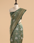 Bottle Green Brocade Saree In Silk