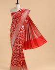 Red Jaal Saree in Silk