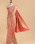 Peach Jaal Saree in Georgette Tussar