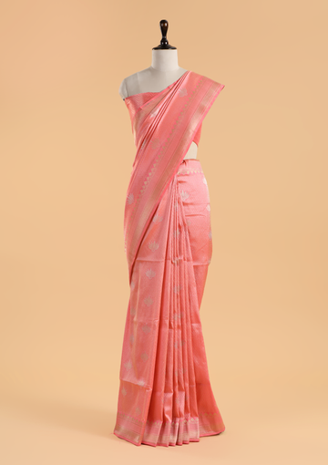 Pink Brocade Saree In Silk