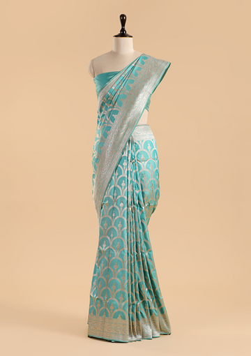 Firozi Jaal Saree in Silk