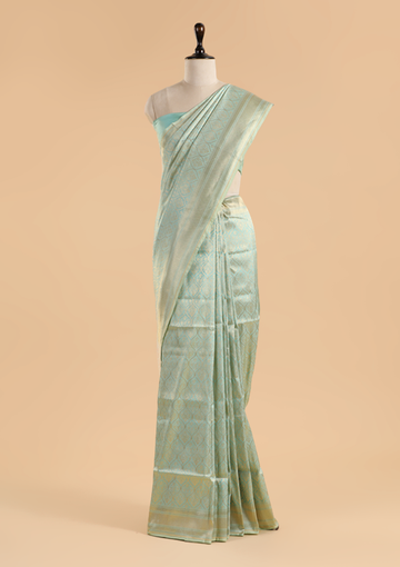 Firozi Brocade Saree in Silk