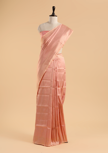 Light Pink Brocade Saree in Silk