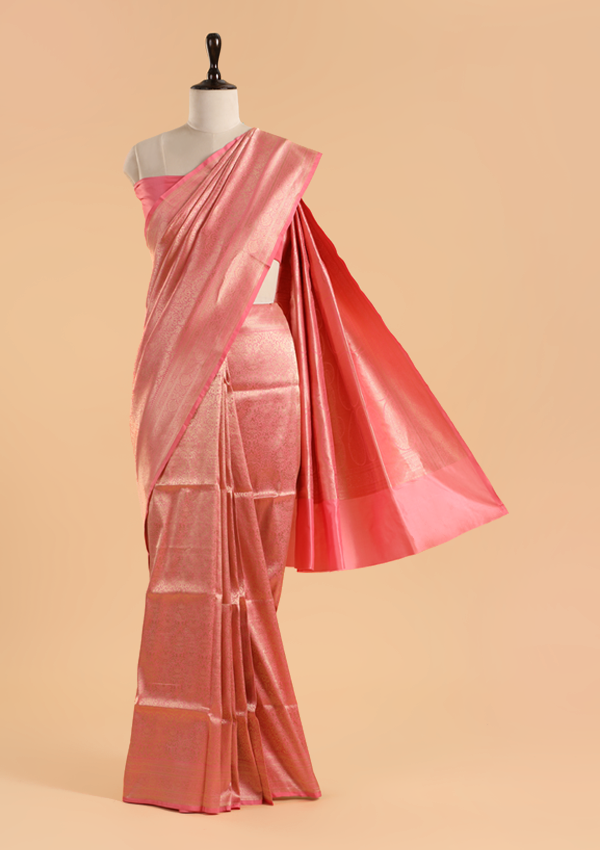 Pink Brocade Saree in Silk