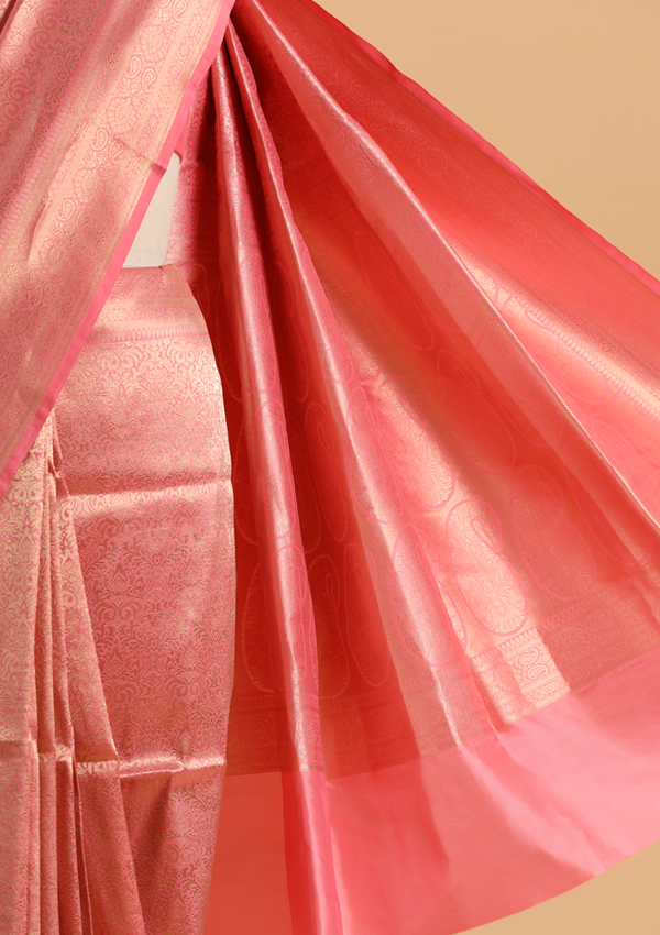 Pink Brocade Saree in Silk