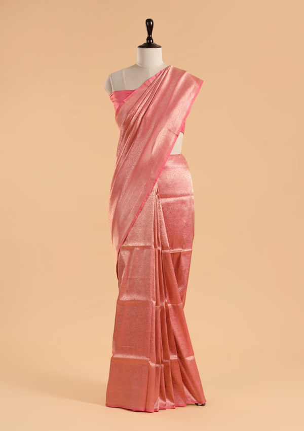 Pink Brocade Saree in Silk