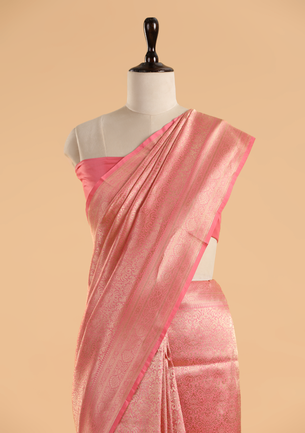 Pink Brocade Saree in Silk