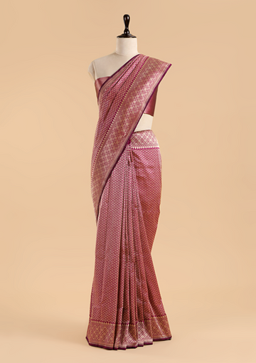 Magenta Pink Brocade Saree In Silk