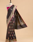 Brown Butta Saree in Silk