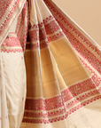 Off White Butti Saree in Silk