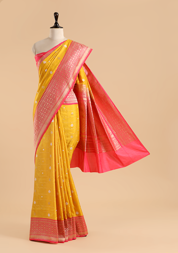 Mustard Butti Saree in Silk