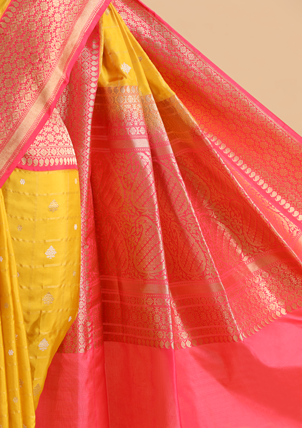 Mustard Butti Saree in Silk