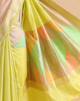 Lemon Yellow Plain Saree in Silk