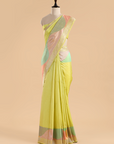 Lemon Yellow Plain Saree in Silk