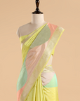 Lemon Yellow Plain Saree in Silk