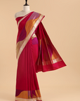 Rani Pink Plain Saree in Silk