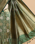 Bottle Green Brocade Saree In Silk