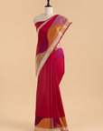 Rani Pink Plain Saree in Silk