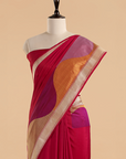 Rani Pink Plain Saree in Silk