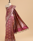 Wine Brocade Saree In Silk