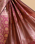 Wine Brocade Saree In Silk