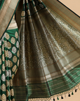 Bottle Green Butta Saree in Silk