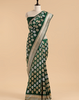 Bottle Green Butta Saree in Silk