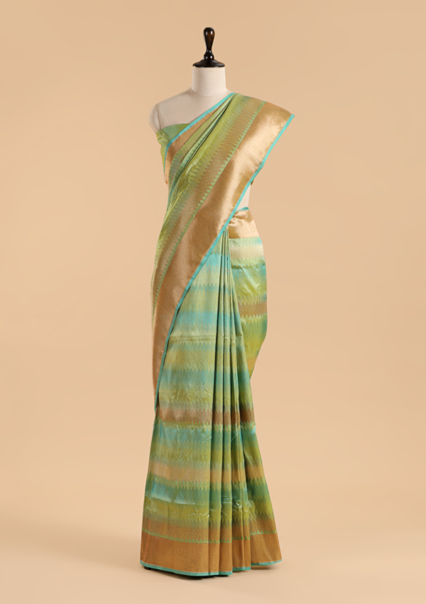 Pista Green Plain Saree in Silk