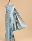 Sky Blue Butta Saree in Silk