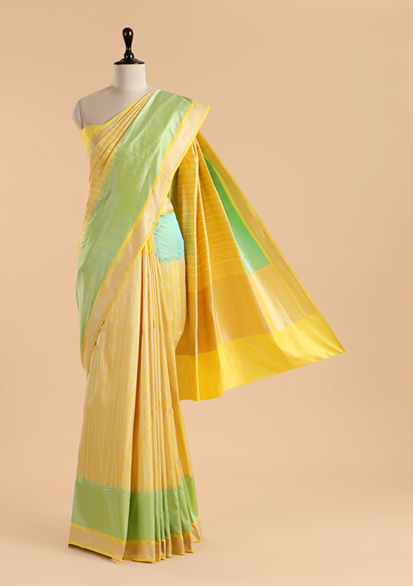 Lemon Plain Saree in Silk