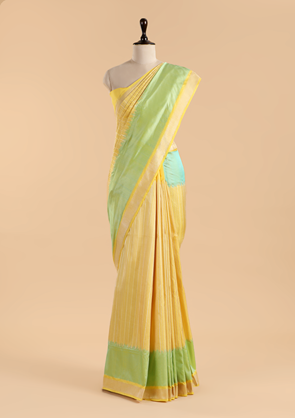 Lemon Plain Saree in Silk