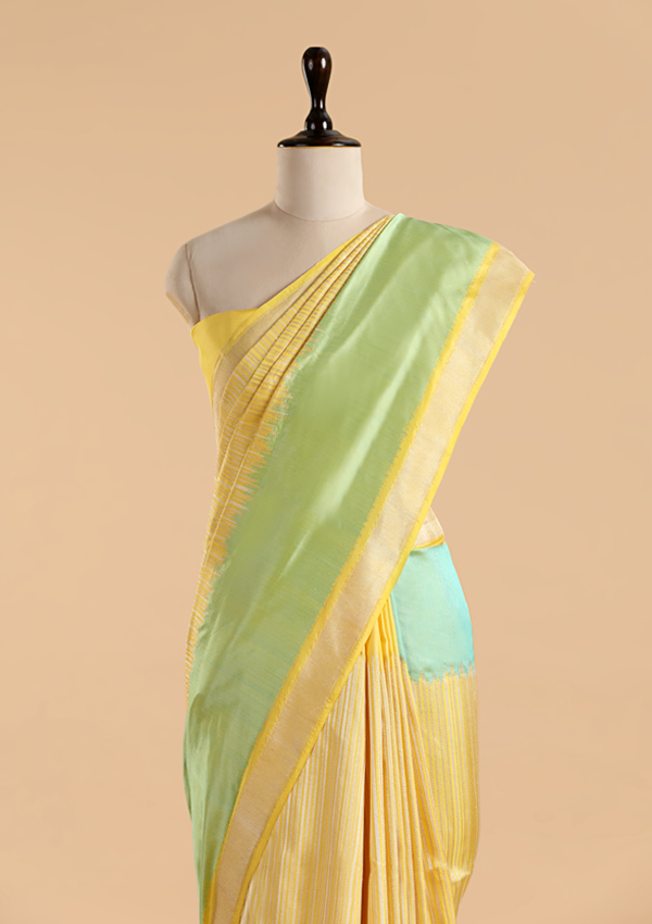 Lemon Plain Saree in Silk