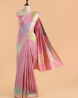 Pink Plain Saree in Silk