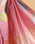 Pink Plain Saree in Silk