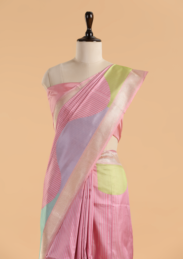 Pink Plain Saree in Silk