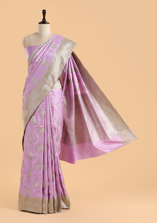 Lavender Butta Saree in Silk