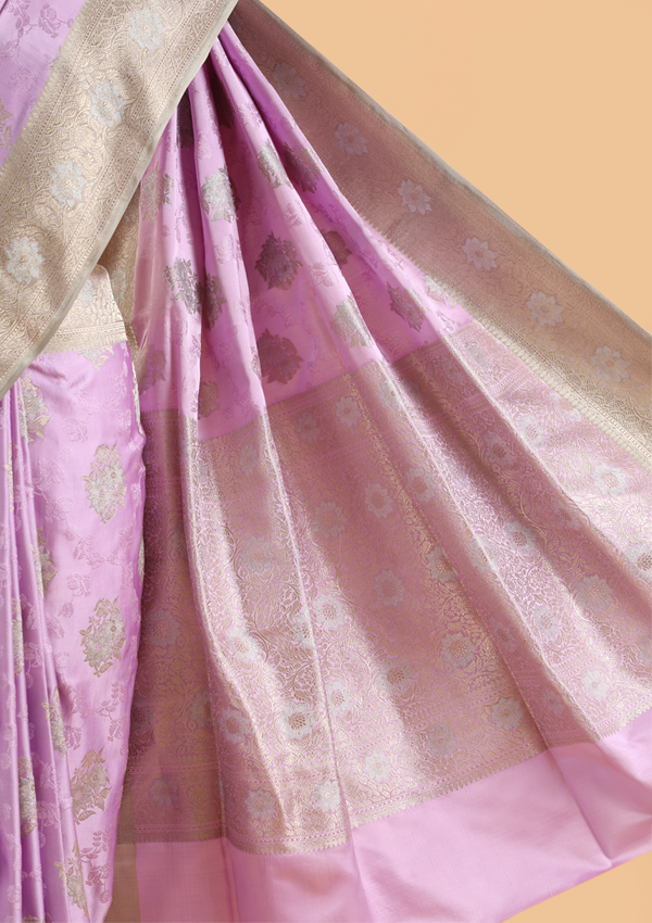 Lavender Butta Saree in Silk