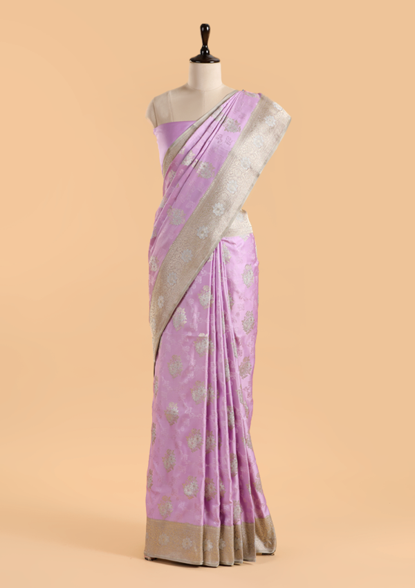 Lavender Butta Saree in Silk