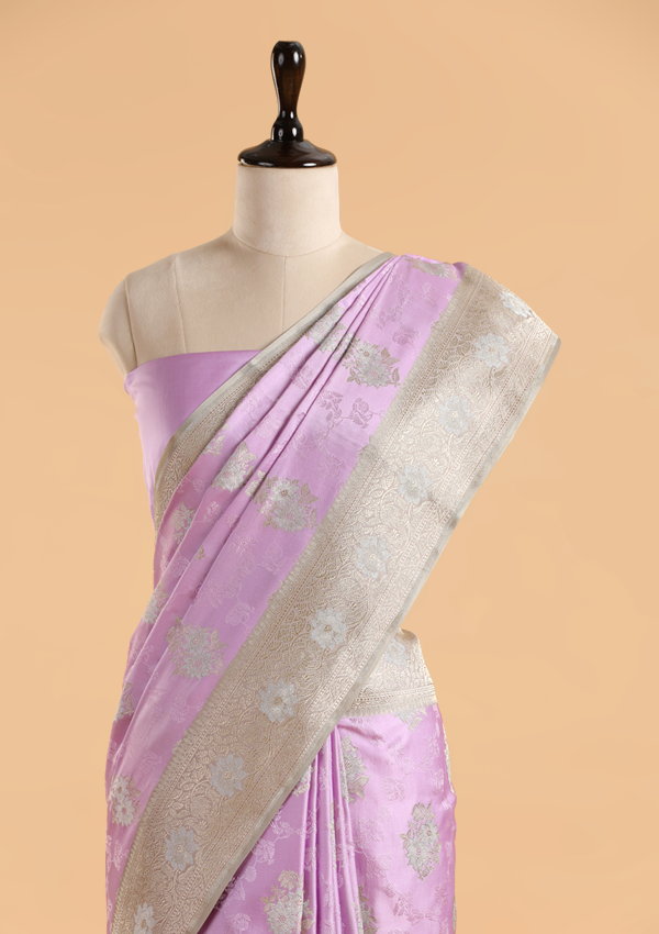 Lavender Butta Saree in Silk