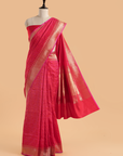 Red Plain Saree in Silk