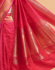 Red Plain Saree in Silk