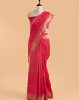 Red Plain Saree in Silk