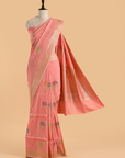 Strawberry Pink Saree in Georgette Tussar