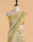 Pista Green Saree in Georgette Tussar