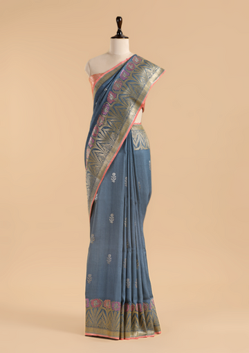 Grey Butta Saree in Georgette Tussar