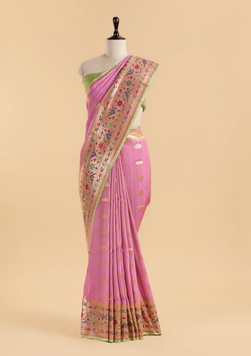 Pink Butti Saree in Georgette Tussar