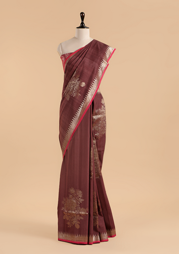 Brown Butta Saree in Georgette Tussar