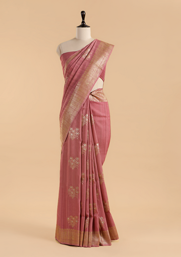 Gajar Pink Butta Saree in Georgette Tussar