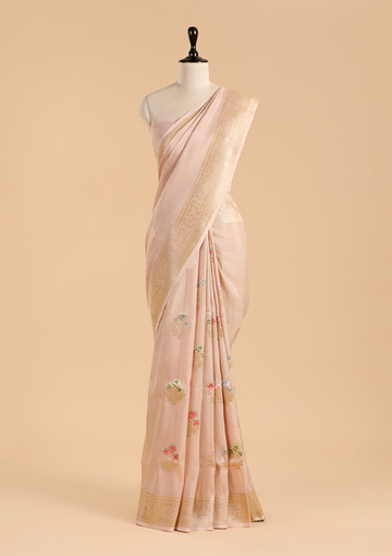 Cream Butta Saree in Georgette Tussar